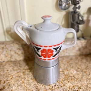 Rare vintage coffee pot in aluminum with spout and jug